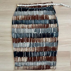 Made by Johnny Women's Print Midi Pencil Skirt L BLACK_BROWN